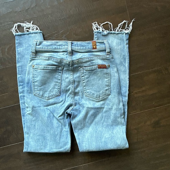7 For All Mankind Light Blue Distressed Jeans Size 24 - Picture 6 of 6